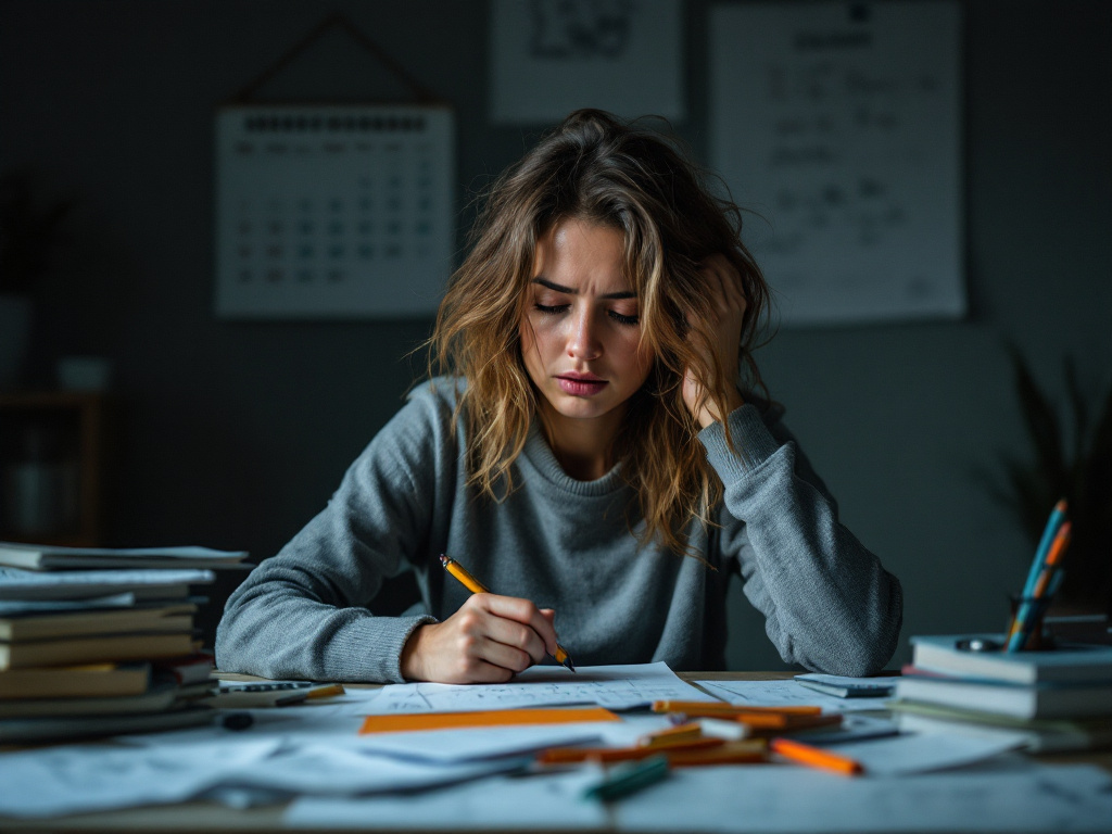 Élève en difficulté face à des exercices de mathématiques — dyscalculie