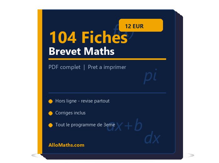 Aperçu du Pack 104 Fiches Brevet Maths PDF